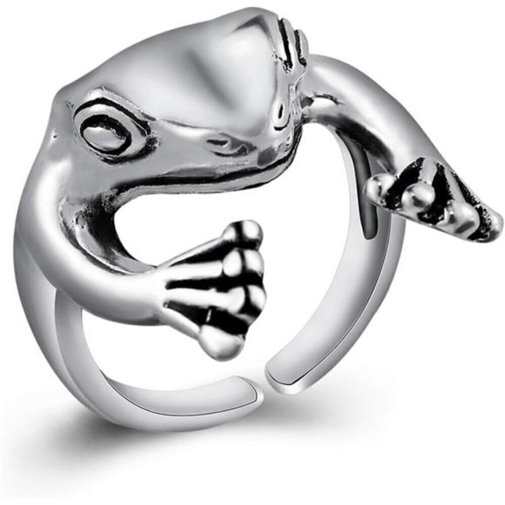 Frog Ring Silver Alloy Adjustable Animal Jewelry Durable